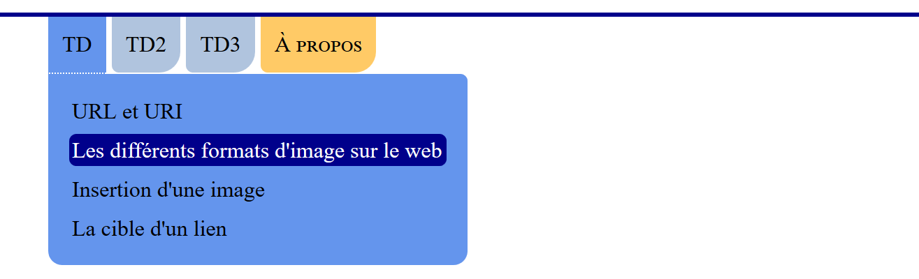 menu déroulant